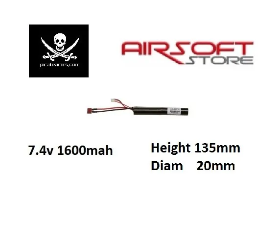 7.4V 1600mAh Lipo 15C - Stick - Deans