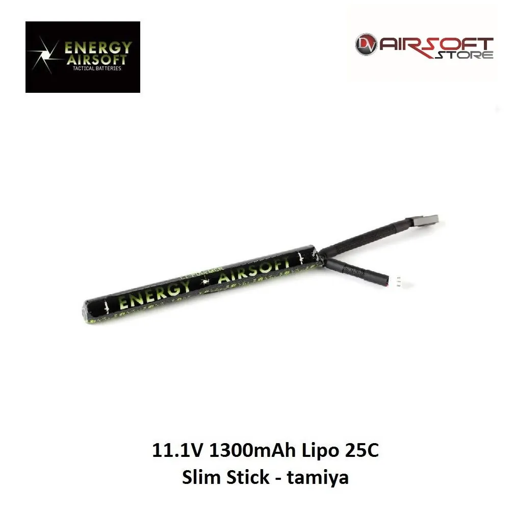 [2100000015504] 11.1V 1300mAh Lipo 25C - Slim Stick - tamiya