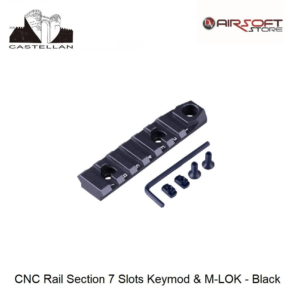 [2100000031573] CNC Rail Section 7 Slots Keymod & M-LOK - Black