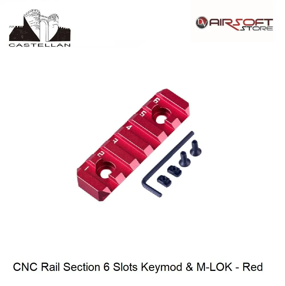 [2100000031580] CNC Rail Section 6 Slots Keymod & M-LOK - Red