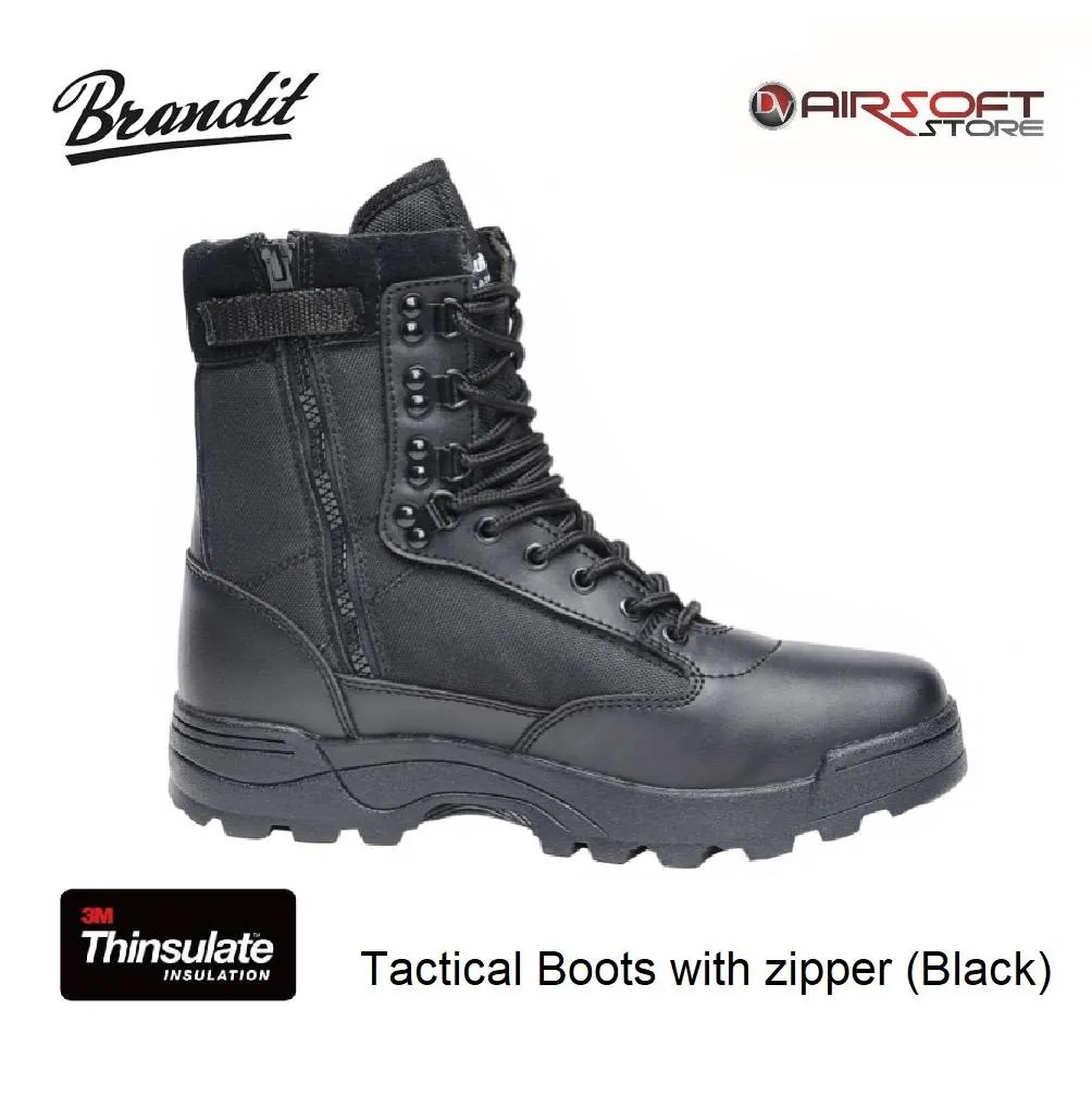[2100000033447] Tactical Boots with zipper (Black) (40)