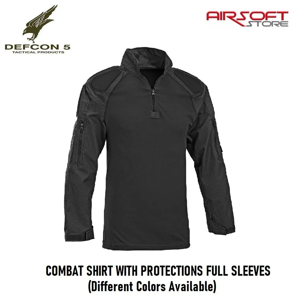 COMBAT SHIRT WITH PROTECTIONS FULL SLEEVES (Black)