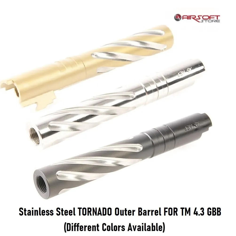 [2100000065318] Stainless TORNADO Outer Barrel FOR TM 4.3 GBB (Black)