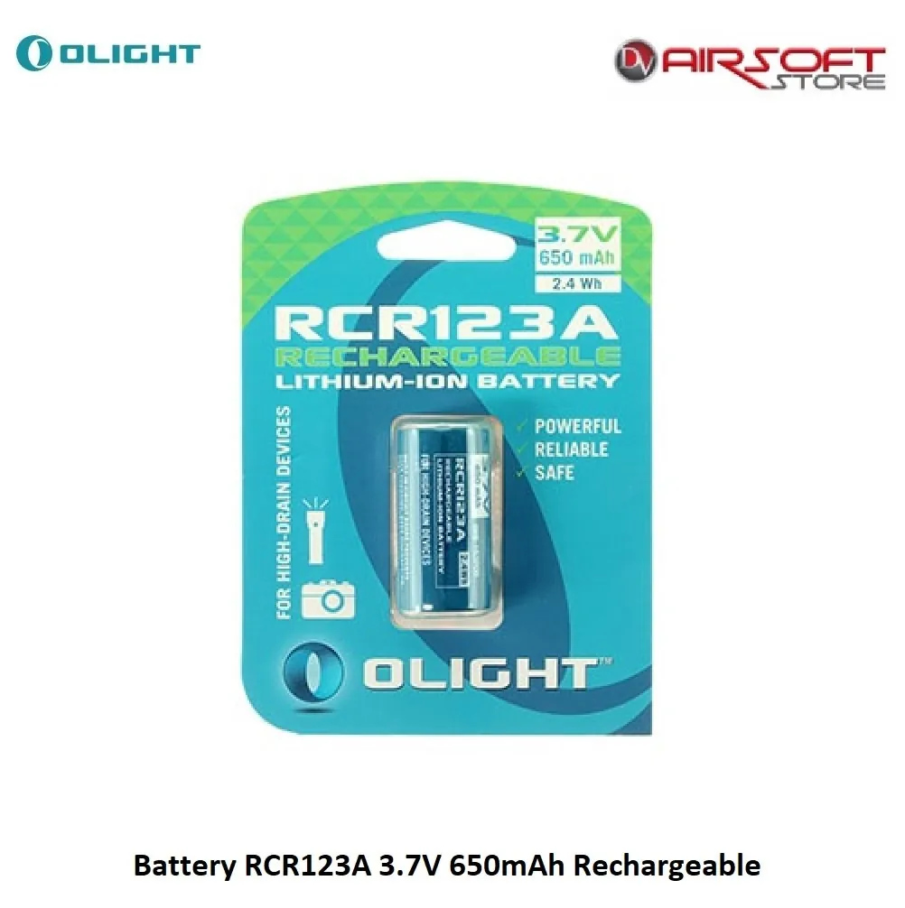 Battery RCR123A 3.7V 650mAh Rechargeable