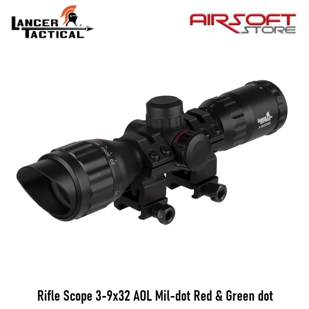 [2100000059621] Rifle Scope 3-9x32 AOL Mil-dot Red & Green dot