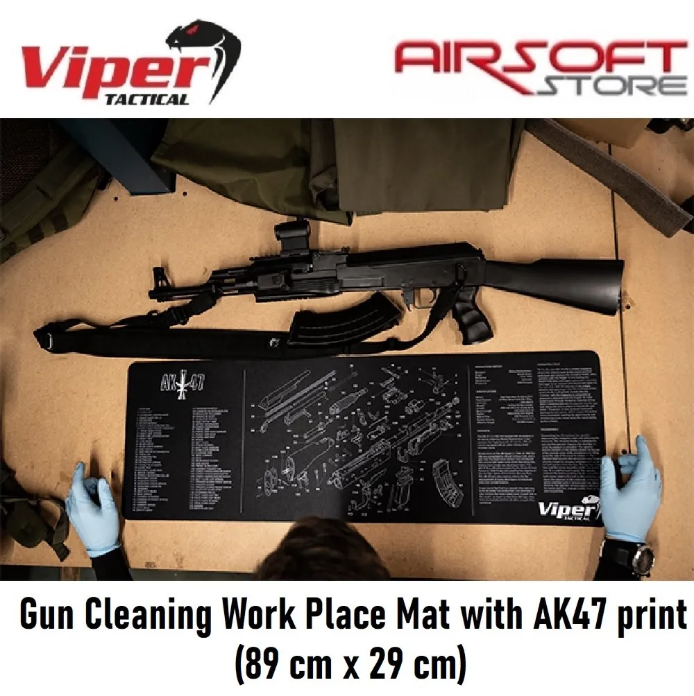 [2100000063963] Gun Cleaning Work Place Mat with AK47 print