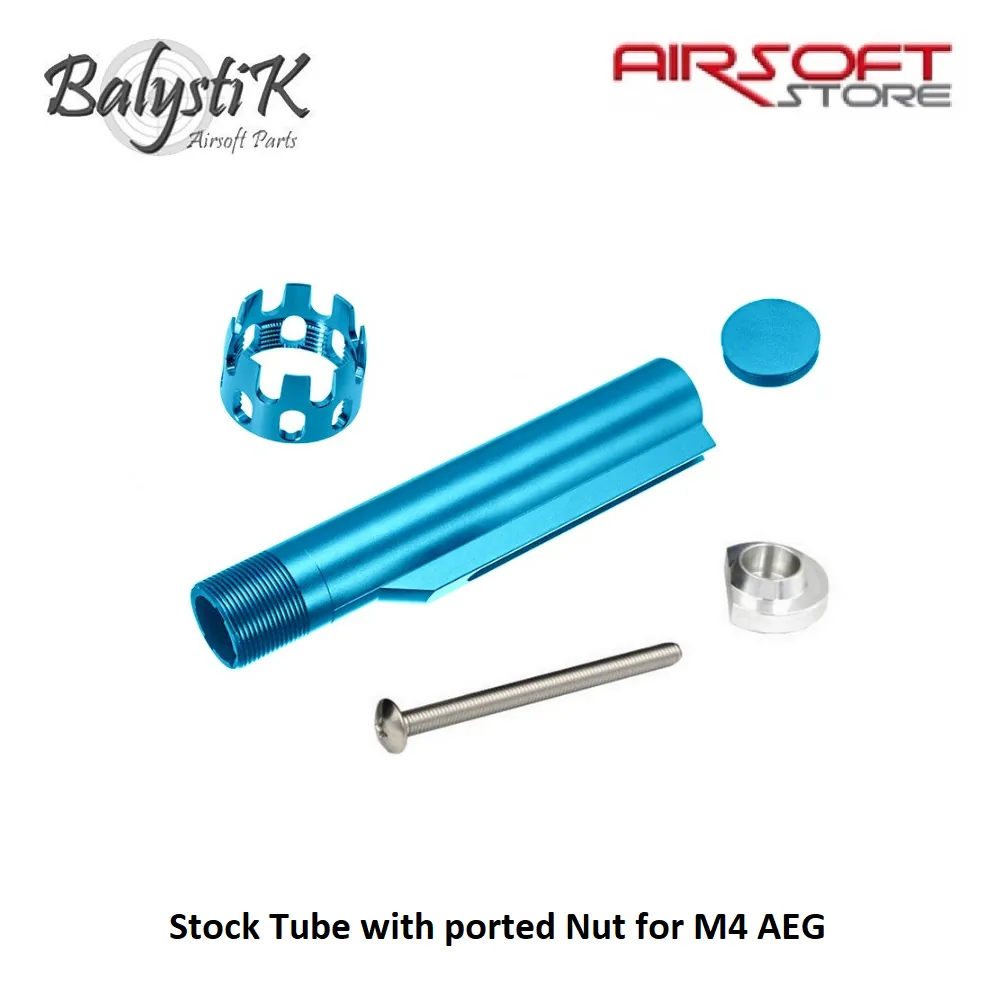 [2100000067350] Stock Tube with ported Nut for M4 AEG (Blue)