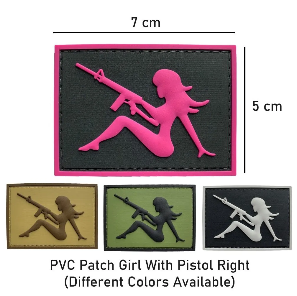 PVC Patch Girl With Pistol Right