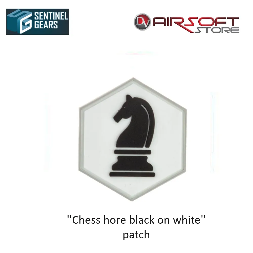 ''Chess horse black on white'' patch