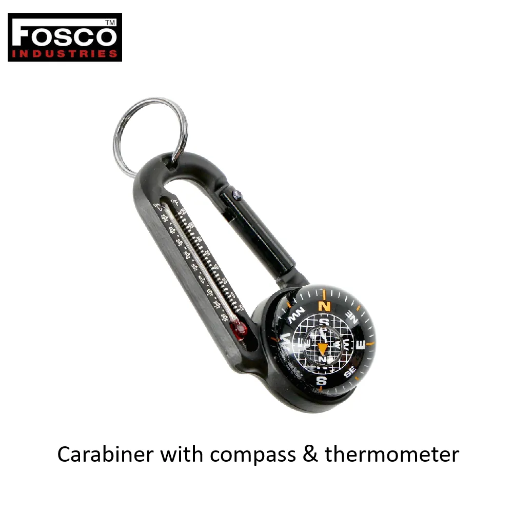 Carabiner with compass & thermometer