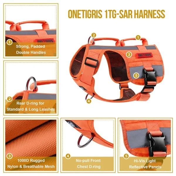 [2100000064854] SAR K9 Dog Harness Orange (M)