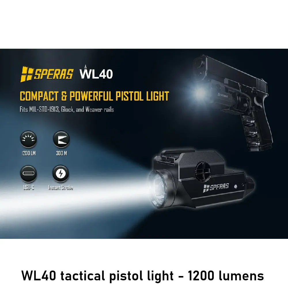 WL40 tactical pistol light - 1200 lumens
