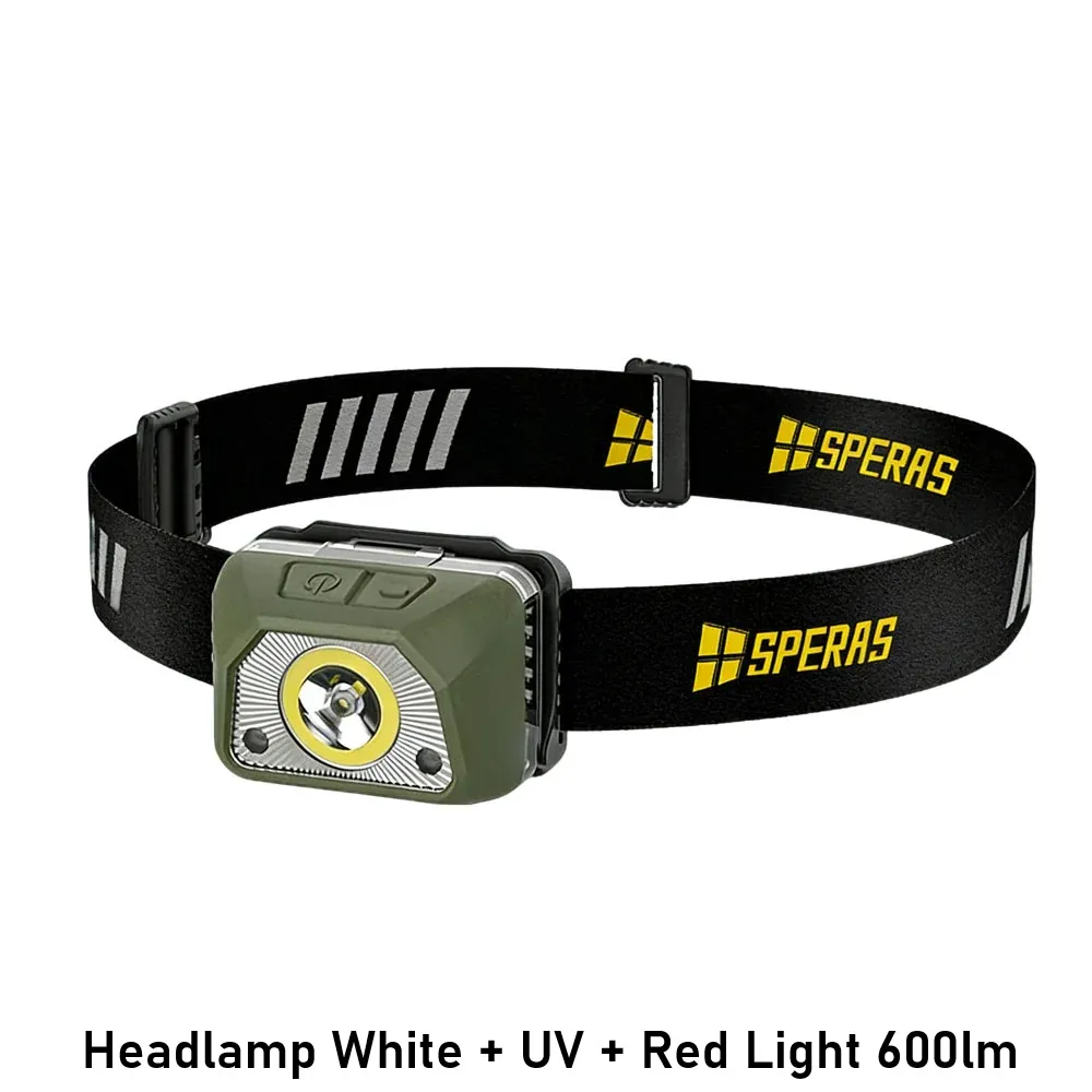 Headlamp White + UV + Red Light 600lm